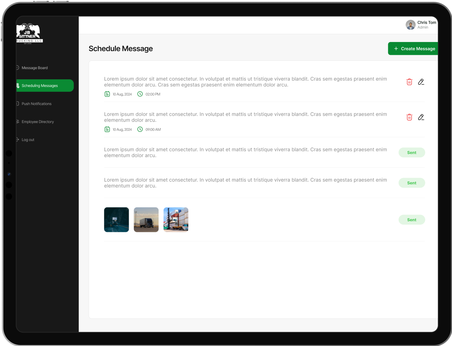jb-sittner-trucking-schedule-message-screen-mockup